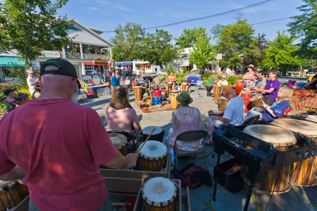 people in a drum circle