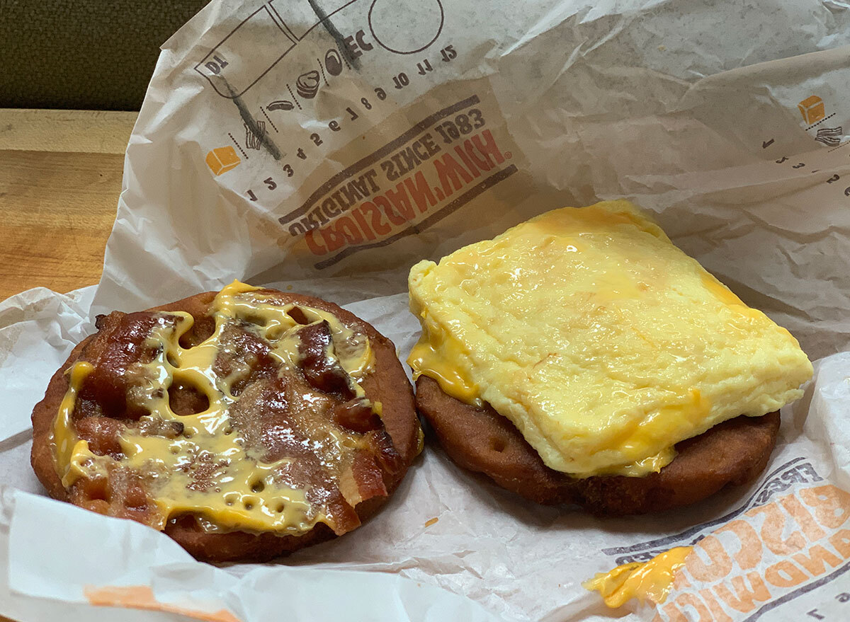 burger king breakfast sandwich open