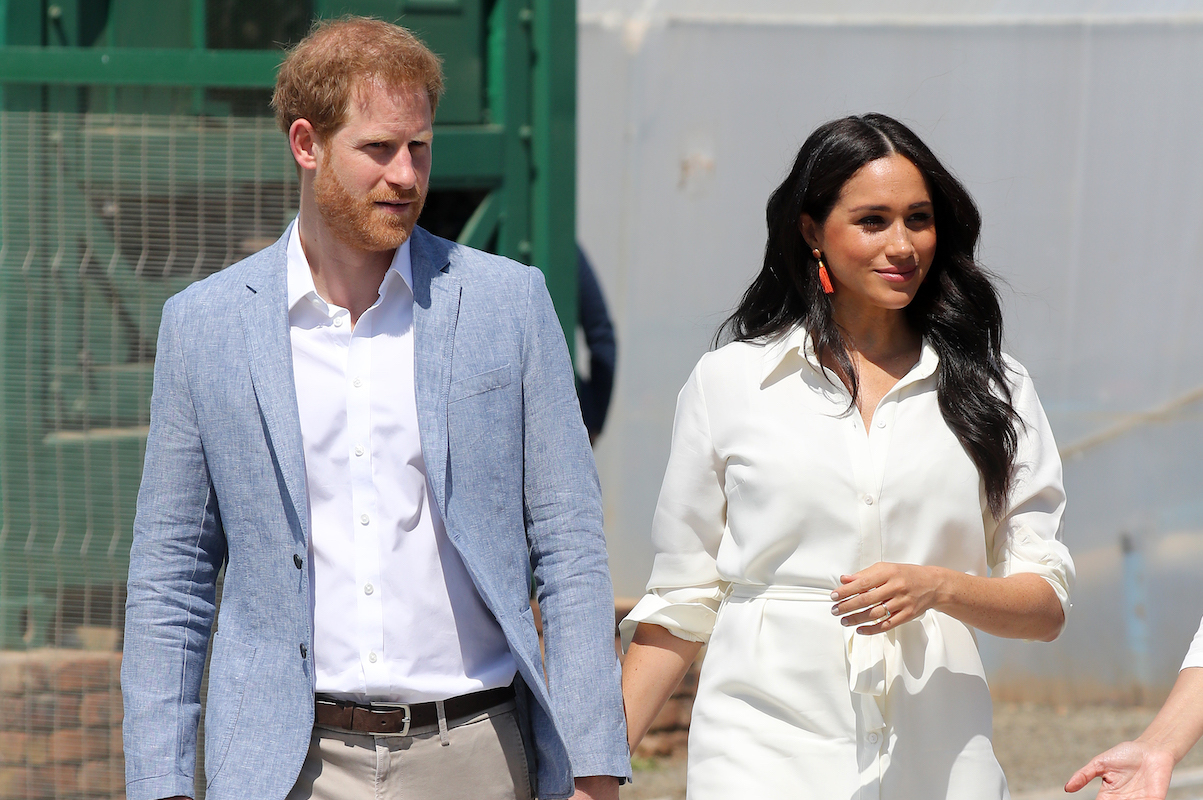 Prince Harry, Duke of Sussex and Meghan, Duchess of Sussex visit a township to learn about Youth Employment Services on October 02, 2019 in Johannesburg, South Africa.