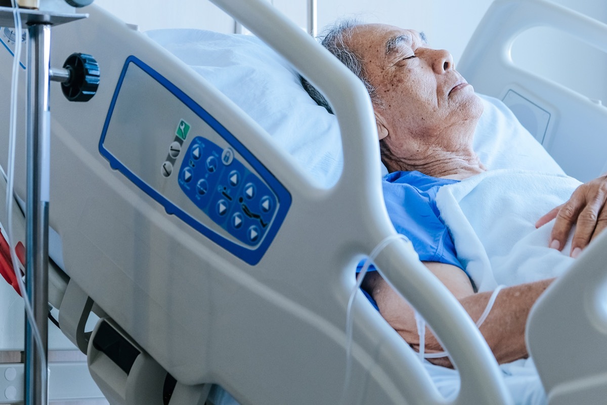 Elderly patients in hospital bed