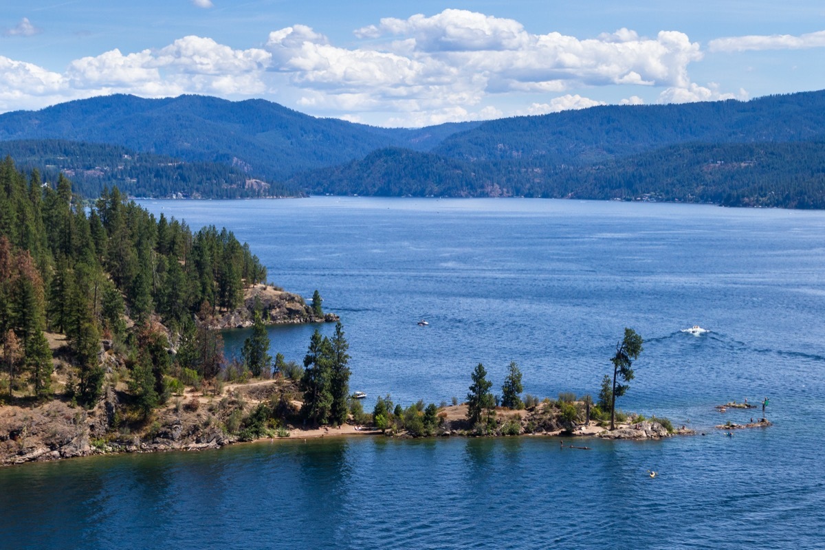 lake coeur d' alene viewed from parasail