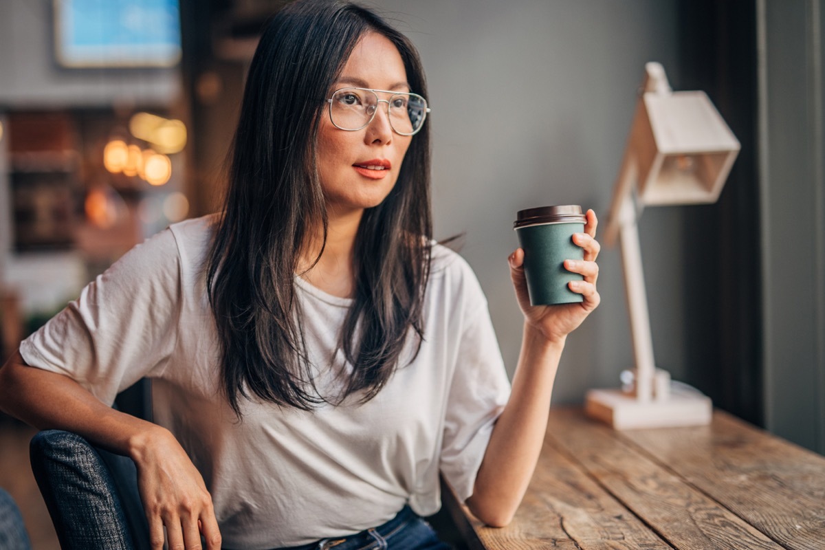 fashionable woman wearing gray t-shirt