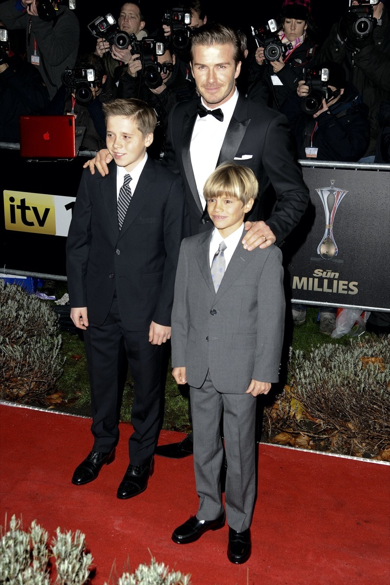 David, Romeo, and Brooklyn Beckham 2011