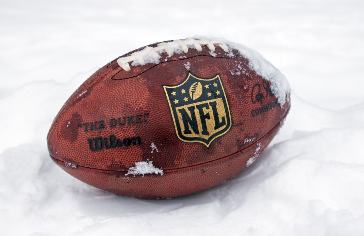 football closeup in snow